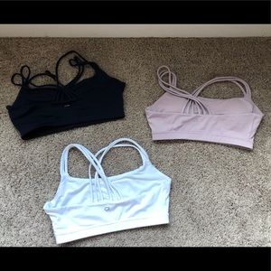 White and Pink Cross-Back Sports Bras